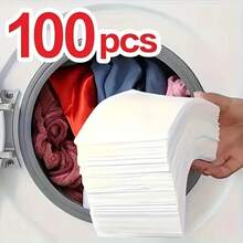 100pcs Laundry Color Catcher Sheets For Washing Machine - Dye Trapping & Anti-Transfer, Non-Electric Fabric Protection Tools For Clothes Cleaning - White-100 Pcs - View 1