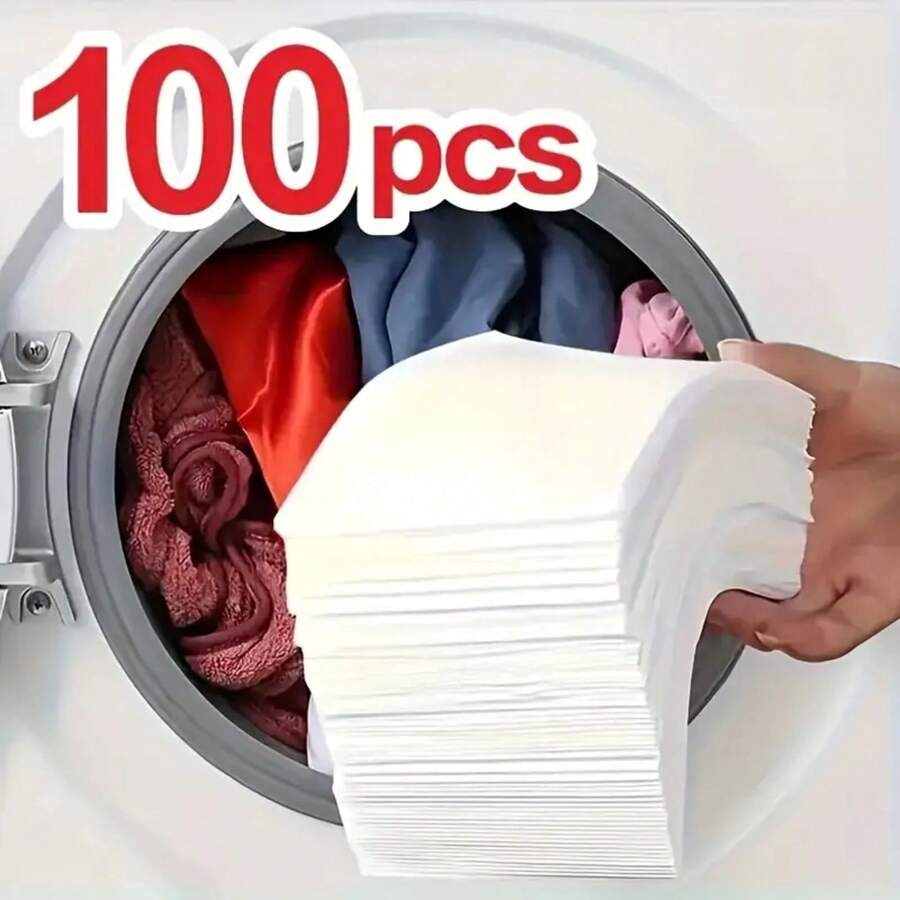 100pcs Laundry Color Catcher Sheets For Washing Machine - Dye Trapping & Anti-Transfer, Non-Electric Fabric Protection Tools For Clothes Cleaning - White-100 Pcs - View 1
