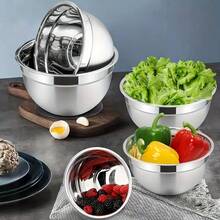 19-Piece Stainless Steel Kitchen Utensil Set – Multifunctional Mixing Bowls With Lids, Salad Bowl, Egg Mixing Bowl, Salad Mixing Bowl, And Storage Bowl! Ideal For Storing Fruits And Vegetables – Perfect For Home Kitchens! - 黑色 - 查看 7