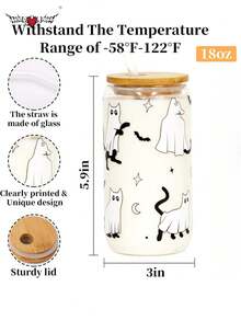 Creative Halloween Cartoon Coffee Glass Straw Cup, Juice Beverage Glass Cup, Can Be Used As Halloween Decoration, Halloween Gift, Water Cup - Multicolor - View 11