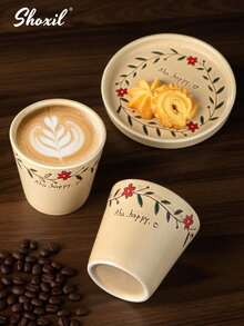 shoxil 1pc 350ml/12oz Stainless Steel Drip Bag Coffee Kettle - Ideal For Pour Over Brewing, Home Barista Use, Office Coffee Corner & Travel Camping - Aha Flower Ceramic Mug - View 4