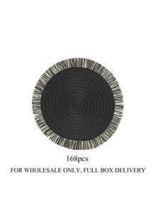 1/4/6pcs 15-Inch Round Paper Woven Tassel Placemats/Coasters, Multi-Color Options, Washable Non-Slip Heat-Resistant Tabletop Mats, Suitable For Kitchen, Dining Room, Wedding, Party, Home, Picnic, Beach, Halloween, Christmas - Multicolor - View 14