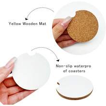 nuevoJuego de 40 posavasos de sublimación en blanco, de corcho redondo de 2.6 pulgadas, absorbentes de agua, posavasos de sublimación de transferencia de calor para bebidas, accesorios de coche, mesa de