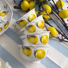 1 Or 2 Pcs Yellow Lemon Pattern Ceramic Dinnerware Set, Including Rice Bowl, Cereal Bowl, Fruit Bowl, Salad Plate, Steak Plate, Large Capacity Cup, Milk Cup, Microwave & Dishwasher