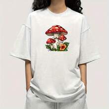 可爱的红色蘑菇图案热转印贴纸，适用于男士 DIY T 恤、牛仔裤、连帽衫、服装和背包 - 彩色 - 查看 5