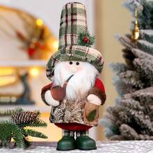 Neue Weihnachts-Teleskop-Puppen-Ornamente, Weihnachtsgeschenk, vintage karierter alter Mann Schneemann stehende Puppen-Ornamente - Verschiedenfarbig - Übersicht 6