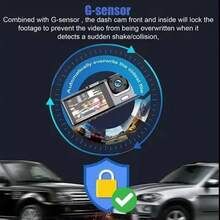 1pc Dual Channel 1080P Full HD Dash Cam, Front And Rear Dual Recording, DVR Car Camera Recorder With Loop Recording, 2-Inch Display, No SD Card Included, 150mAh Battery Capacity - Black - View 8