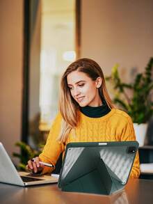 透明亚克力保护壳适用于 iPad Air 11 13 M2 2025 M3 支持多角度折叠 Y 形支架保护套适用于 A16 11th 2024 Air 5 Air 4 10.9 9th 8th 7th 10.2 5th 6th 9.7 10th Gen 2021 Pro 11 12.9 Mini6 7 带笔架，自动唤醒/睡眠-绿色 - 墨綠色 - 查看 9