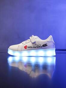 Rechargeable 7-Color Glowing Shoes For Kids Boys Girls, Light Up Casual Sneakers With Luminous Soles For Toddlers & Big Kids - White - View 10
