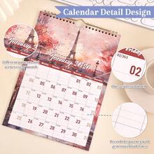 12 fogli Calendario da parete 2026 con stampa in oro, pianificatore giornaliero formato A4, stile pittorico di attrazioni retrò per casa, scuola, ufficio, perfetti accessori organizzativi per individui e professionisti impegnati - Tagli Unica - Visualizzare 9