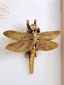 1pc Personalized Creative Resin Gold Dragonfly Home Decor Craft Wall Hanging, Insect Lover's Collection Ornament, Handmade Insect Decoration Frame Accessory, Insect Museum Decor For Family Gathering - Multicolor - View 3