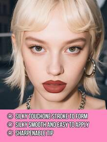 Misslyn Long-Lasting High-Pigment Lip Liner Pencil, Creamy Gel Formula, Smooth Application, Natural Makeup Effect, Can Be Sharpened With Pencil Sharpener, High Color Payoff, Creates Natural Lip Look, Long-Lasting Matte Finish Lip Liner Pencil