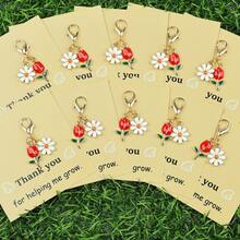 3pcs/5pcs/10pcs Simple Daisy & Purple Tulip Keychain Set, Paired With "Thank You For Helping Me Grow" Appreciation Card, Floral Keychains, Suitable For Teacher's Day, Friendship Growth Commemoration, Flower Lover Gifts, Can Be Used As Key And Bag Charms Car Accessories Cute Goth Y2k - Multicolor - View 19