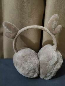 Hirschgeweih Plüsch Ohrenschützer, warm & modisch dehnbare Kaninchenfell Ohrenwärmer für den Winter