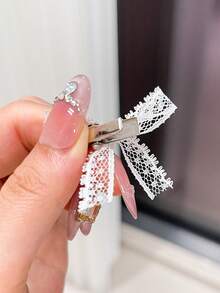 30pcs Women's Sweet White Lace Bow Hair Clips, Cute Small Hairpins, Mini Alligator Clip Bangs Clips, Versatile Elegant Side Hair Accessories, Suitable For Daily Use, Claw Clips, Hair Claws, Hair Slide, Hair Barrettes, Alligator Hair Clip, Fall Fashion, Autumn, Winter Outfit For Women, Bows - Multicolor - View 2