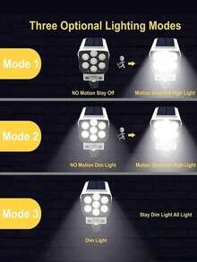 1PC Motion Sensor Solar Light, 2000 Lumens, 77LED Spotlight, 3 Functional Modes, Wireless Floodlights For Hotels, Porches, Gardens, Courtyards, Lanes, Virtual Security Camera - Solar And Motion Sensing -2025 Upgrade -1200mah