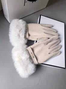 Women's Touchscreen Gloves In Beige, Waterproof With Soft Warm Thermal Lined , Winter Outdoor Gloves Halloween