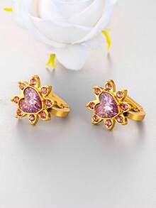 Pendientes de aro pequeños dorados para mujer, pendientes chapados en oro de 18K con circonita cúbica, pendientes de presión hipoalergénicos con diseño de corazón, pico y ojo malvado, pendientes delicados, regalo de joyería