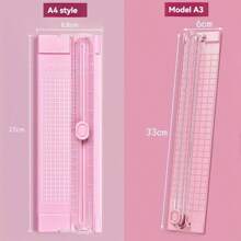 1pc A3/A4 Portable Paper Cutter Trimmer, Easy To Use Precision Cutting Tool For School, Home And Office - Plastic Material