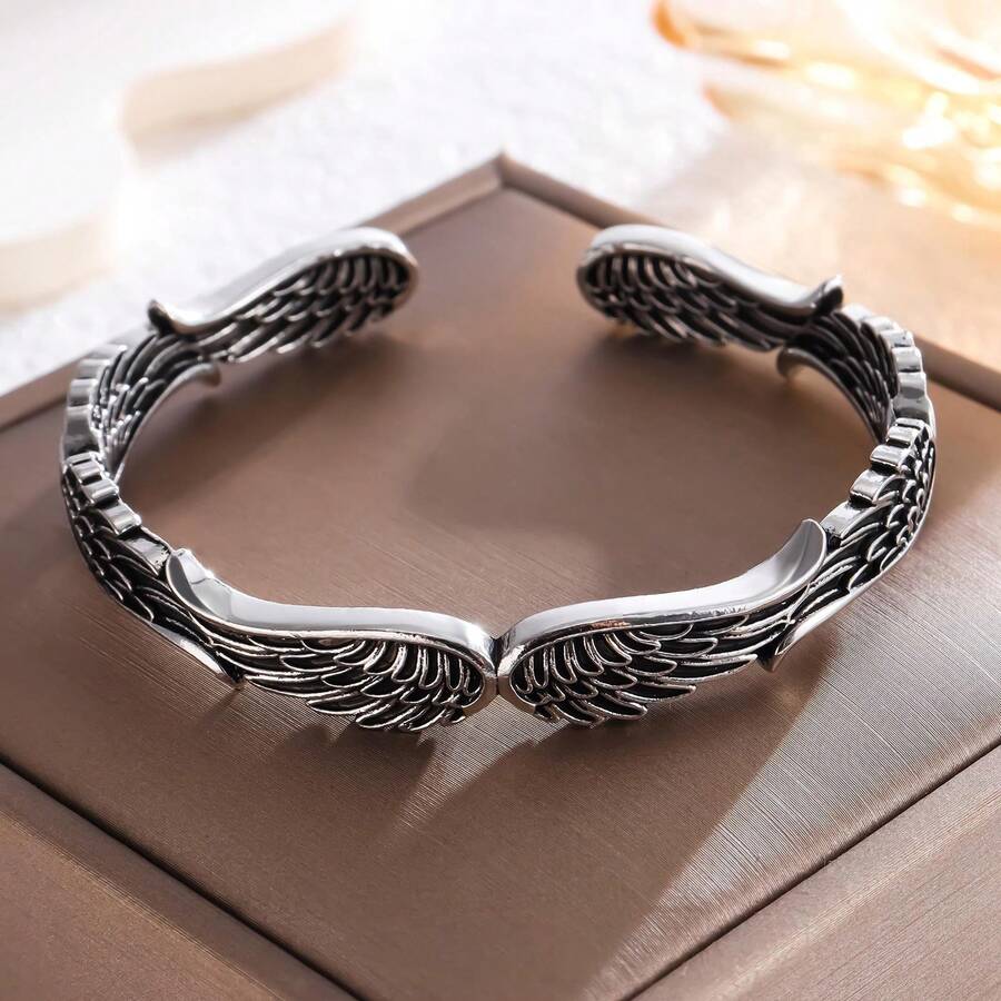 Fashionable Women's Bracelet With Adjustable Angel Wings And Elegant Simplicity - bạc - Xem 1