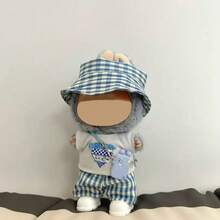 [Solo ropa] Nuevo muñeco de peluche creativo de 17 cm de la 1ra/2da/3ra generación Labobo con conjunto de ropa casual a cuadros lindo y cambiable para Labubu