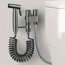 1pc Toilet Spray Gun Companion One In Two Out Function Outlet Angle Valve Toilet Woman Washing Machine Booster Spray Gun Household Angle Valve Flusher