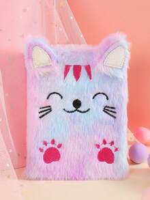 1pc Cute Cat Plush Notebook, Children's Cartoon Writing Book, Girls' Diary, Birthday Gift For Girl - Multicolor - View 9