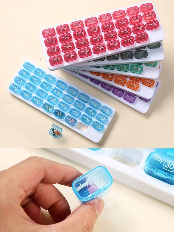 31/3-Compartment One-Week Pill Box, Pill Organizer, Daily Regular Reminder Pill Box Monday To Sunday Full Coverage Travel Carry-On & Handbag Essentials, Efficient Management Of Vitamins & Medicines