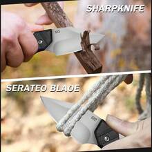 The EDC Knife For Outdoor Camping Uses A D2 Steel Blade, An Ergonomic Handle, Flexible Deformation, And Comes With A Scabbard. It Is An Essential Survival Tool For Hiking, Exploration, Rescue, And Camping, And Is Suitable As A Gift For Father's Day, Birthdays, And Christmas. - Khaki - View 10