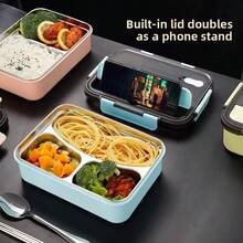 1200ML Stainless Steel Insulated Bento Lunch Box, Meal Prep Container With Compartments For Office Workers, Students, Suitable For Fruit, Pudding, Yogurt, Salad, Cereal, Milk, Soup, Great For Home, School, Office, Travel, Outdoor Picnic, Holiday Gift