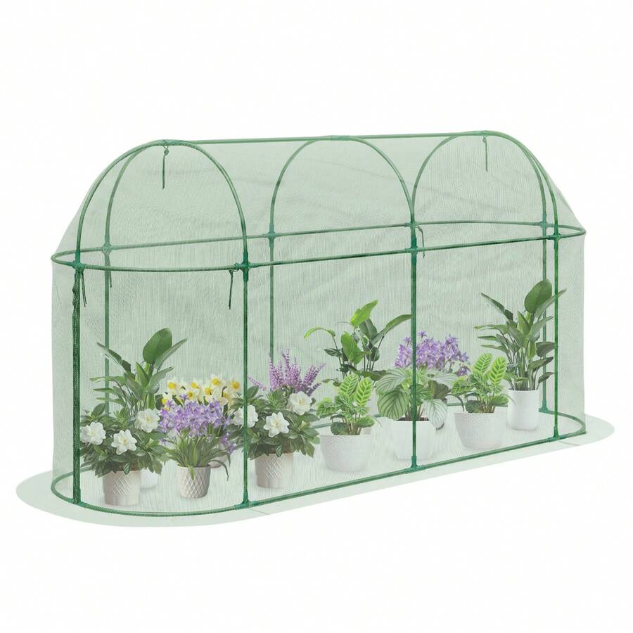 Aoodor Crop Cage 10'x3.3'x5' Plant Protection Tent, Greenhouse Fruit Cage Netting Cover For Plants/Herbs/Fruit Garden, Yard, Lawn With Zipper - 綠色 - 查看 1