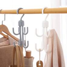 1/2pcs Tank Top Hanger, Durable Plastic Hangers, Swivel Belt Hanger Hooks, Designed For Hanging Tank Tops, Ties, Belts, Bags,Belt, Scarf Storage Rotary Four Claw Hook, Household Multifunctional Clothing Hat Hook, Multi-Function Rotating Hanger Hooks For Clothes, Bags, Belts, Scarves, Ties Storage Rack,Bathroom Accessories