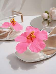 花卉装饰高跟凉鞋，适合海滩、旅行、高跟鞋、女士凉鞋、约会、通勤、派对和聚会