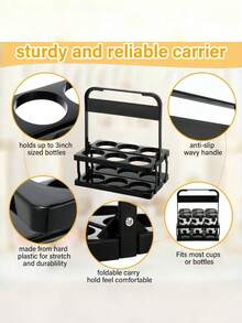1个可折叠塑料啤酒篮，带提手的手持饮料架，可折叠塑料饮料托架，可容纳4/6瓶啤酒，可重复使用，适用于外卖、餐饮、餐厅、咖啡馆，父亲节礼物