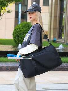 Large Capacity Badminton, Table Tennis, Tennis Racket Bag - Convertible Hand-Held Or Shoulder Back Sports Bag, Durable Nylon Material - White/Black, Suitable For Men And Women - Tennis, Fitness, Travel - Easy To Clean Sports Equipment Storage Bag