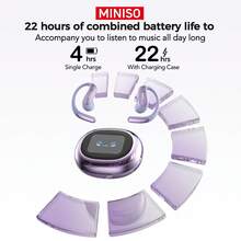 Miniso 名创优品 MS203 AI 开放式入耳式耳机：135 种语言实时翻译，22 小时超长续航，高清触控+无损音质，适用于音乐、游戏、健身等多场景 - 黑色 MS203 AI - 查看 5