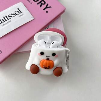 Cute Cartoon Silicone 3D Pumpkin Ghost Halloween Design Protective Case Compatible With Apple Airpod 4 Case Wireless Earphones Case