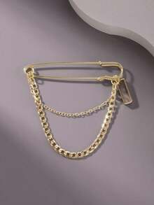 1PC Women's Gold Chain Geometric Brooch – Creative Fashion Pin For Coat, Sweater & Scarf - 黃金 - 查看 3