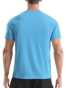 Men's UPF 50+ Swim Shirts, Short Sleeve Rash Guard, Quick Dry-Shirt Fishing And Surfing - Ice Blue - 查看 3