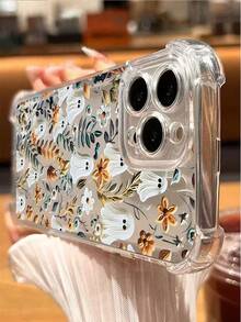 1 pieza Nuevo estuche protector transparente de TPU a prueba de caídas con diseño de fantasma compatible con Apple Series, Series, 17, 16 Plus, 16 Pro Max, 16 Pro/11, 15 Pro Max, 14 Pro Max, Galaxy, SAM, Realme C15, Infinix Hot30i, K60 Ultra para Halloween