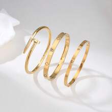 3 قطع/1 قطعة سوار من الفولاذ المقاوم للصدأ المطلي بالذهب عيار 18 قيراط مرصع بالراين ذو أربع أوراق البرسيم، مناسب للحفلات/الاستخدام اليومي/حفلات الزفاف/هدايا عيد الميلاد/هدايا عيد الحب.