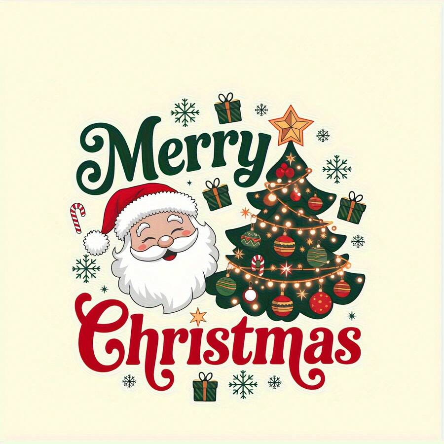 1 Stück/2 Stücke/3 Stücke Weihnachts-Hitzeübertragungsaufkleber - Weihnachtsmann, Weihnachtsbaum und "Fröhliche Weihnachten" Design, für DIY Kleidung, Kissen, Rucksäcke, T-Shirts, Hoodies, Segeltuch-Taschen, Weihnachtsdekoration