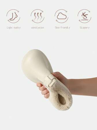 Women's Casual Thermal Lined Slippers, Waterproof & Dirt-Resistant, Removable Plush Lining, Suitable For Autumn/Winter Indoor & Outdoor Wear
