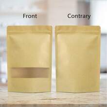 50 Pcs Kraft Paper Bags With Window, 10" X 15" Stand Up Pouches, Zip Lock Storage Bags For Packaging Products, Reusable, Sealable , For Small Business Home Use - Multicolor - View 2