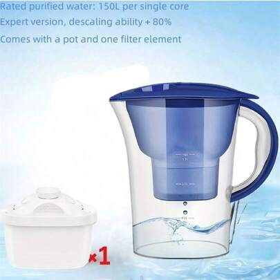2.5L 滤水壶，6 杯大容量 | 去除氯、重金属和杂质 | 适合家庭、厨房、旅行和露营 | 包含 1 个滤水壶 + 1 个滤芯（6 个替换滤芯可选）| 改善自来水的口感和纯度