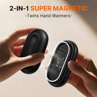 PinkSings 2000mAh x 2 Handwärmer, schnell aufheizbar, wiederaufladbar, 2 Pack, magnetischer elektrischer Taschenwärmer, wiederverwendbare Handwärmer heizen bis zu 140°F/60°C auf, tragbarer Taschenwärmer, warmes Geschenk für draußen, Camping, Jagd