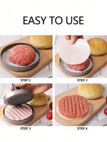 1 Set Hamburger Patty Maker And 100pcs Non-Stick Burger Press Papers, Kitchen Tool And Accessory, Suitable For Holiday Parties, Gatherings, Family Meals And Homemade Burger Patties