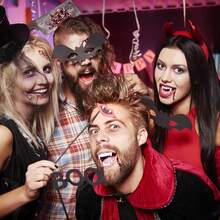 Set Of 8 Vampire Teeth 4 Size Halloween Cosplay Fangs Fake Teeth Halloween Party Cosplay Dentures Prop