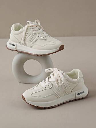 Dam Rund tå Snörning Tjock Sula Student Casual Bekväma Platåsneakers