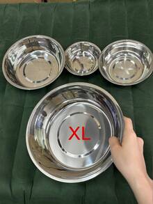 1pc/2pcs Stainless Steel Cat/Dog Bowl, Pet Feeding Bowl, Anti-Slip Anti-Bite Durable